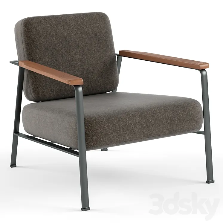 Chair | La redoute | Zetel in metaal en notelaar 3DS Max