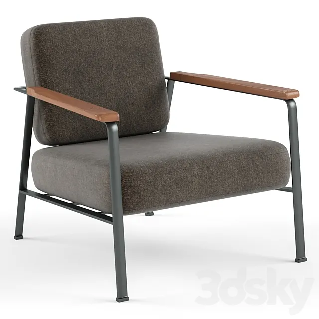 Chair | La redoute | Zetel in metaal en notelaar 3DSMax File
