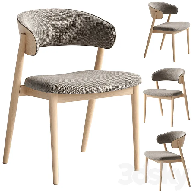 Chair Siena beige brown fabric solid beech natural 3ds Max