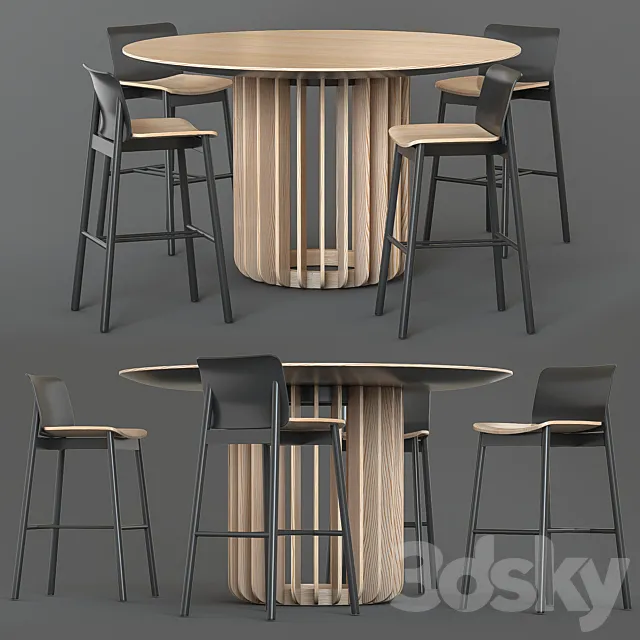 Chair & Table Round Set 3 3DSMax File