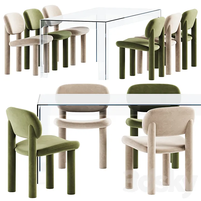 Chair Tottori Driade and Atlantis Table by Glas Italia 3ds Max