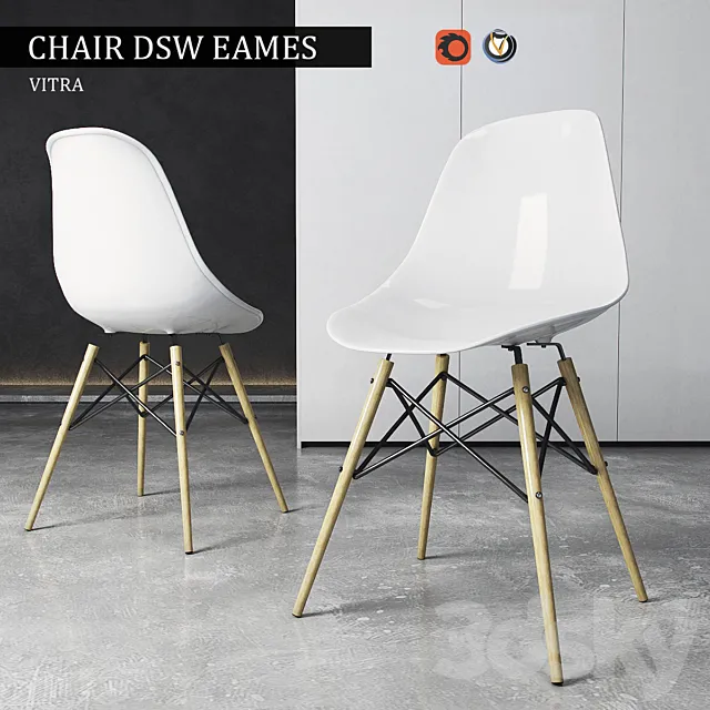 Chair Vitra DSW Eames Plastic Side 3DSMax File