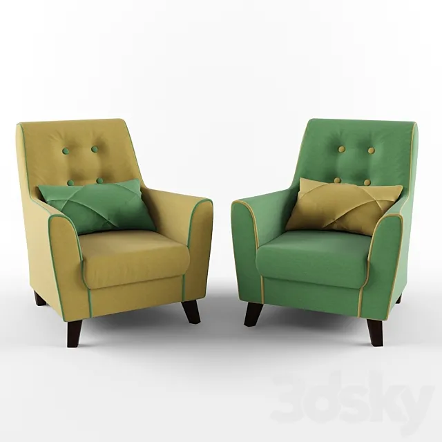 Chair with cushion (mustard green) 3ds Max