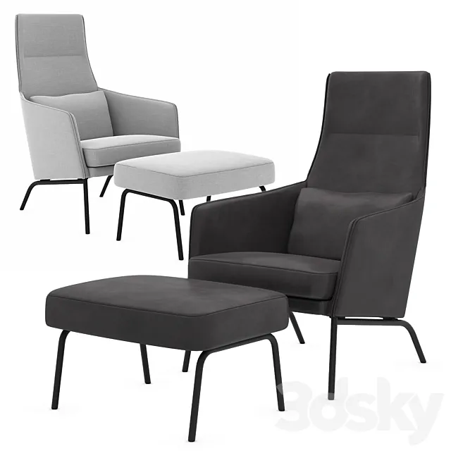 Chair with Siri Sits padded stool 3ds Max