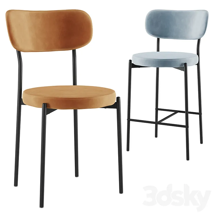 Chair&Bar stool Barbara black legs SG 3DS Max Model