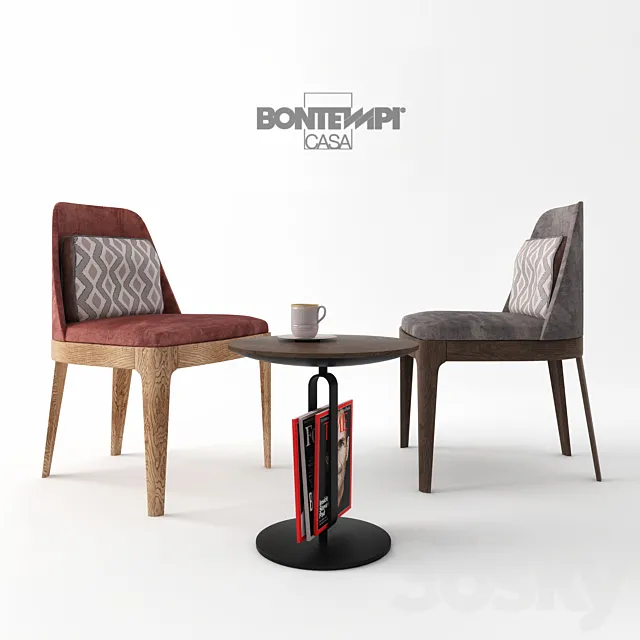 Chairs and a table with decor Bontempi Alfred & Margot 3ds Max