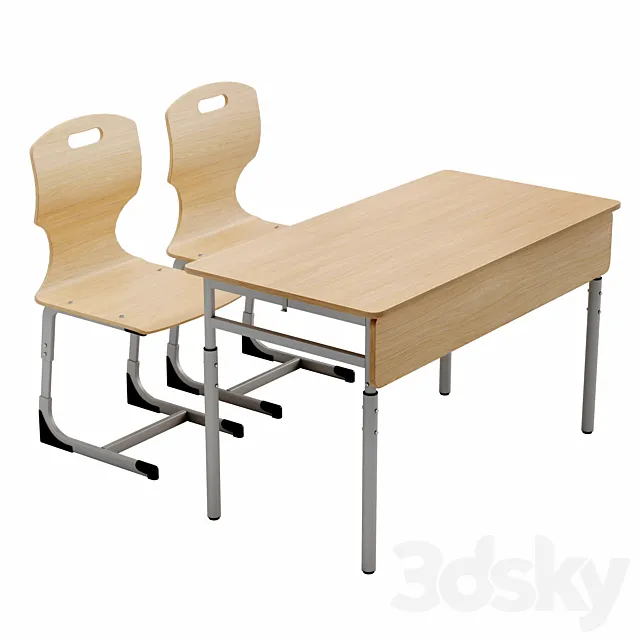 Chairs and double student desk Erudite FM-Imperial 3ds Max