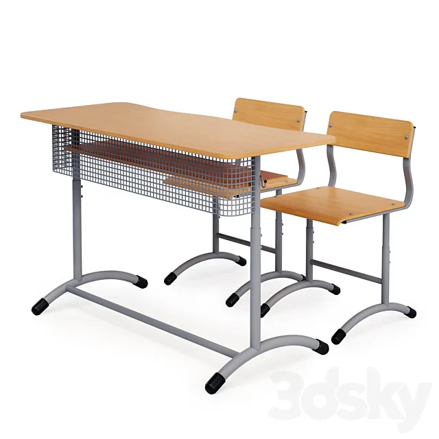 Chairs and school desk for two students “Extra” 3ds Max