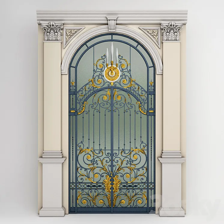 Chakri Maha Prasat Wrought Iron Entrance Door & Column 3DS Max