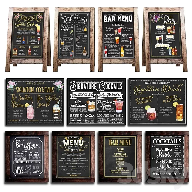 Chalkboard for cafe 2 3DS Max Model