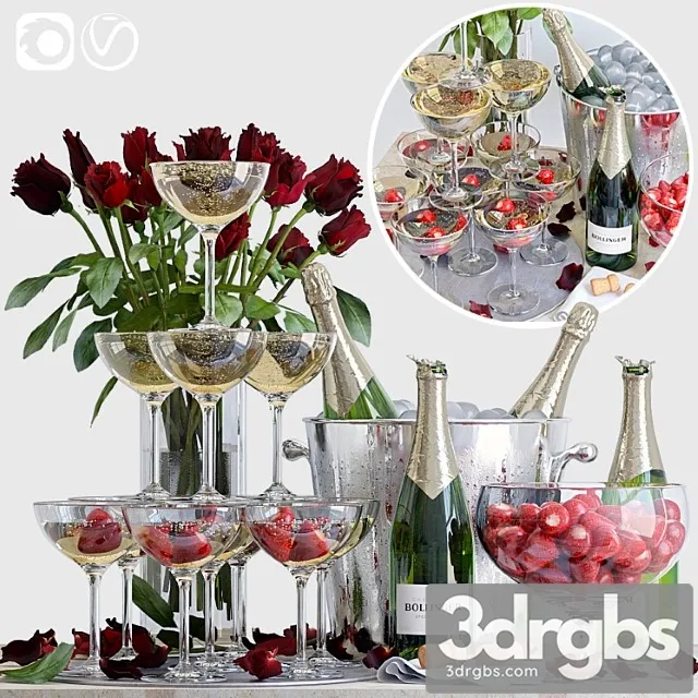 Champagne decorative set 3dsmax Download