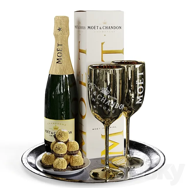Champagne On A Tray set 2 3DSMax File