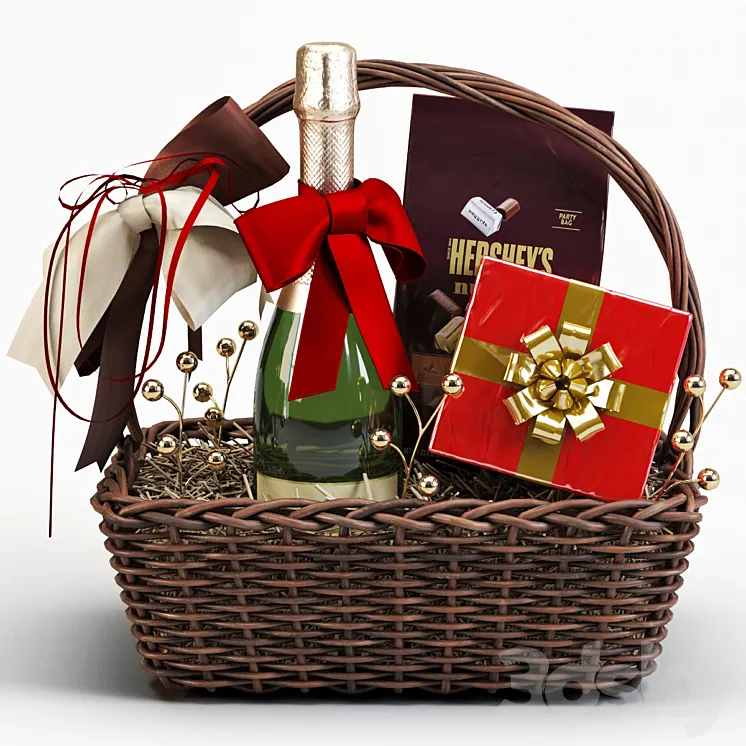 Champagne Sweetness Gift Basket 3DS Max Model