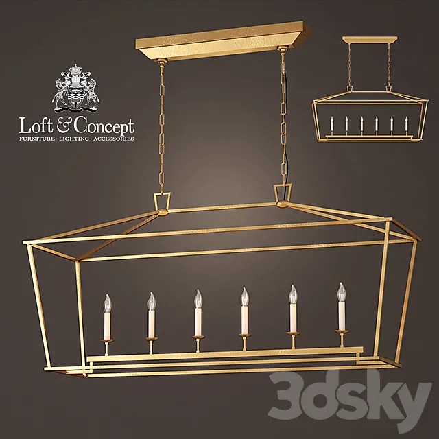 Chandelier 19th C. English Openwork Linear Pendant Bronze 3ds Max