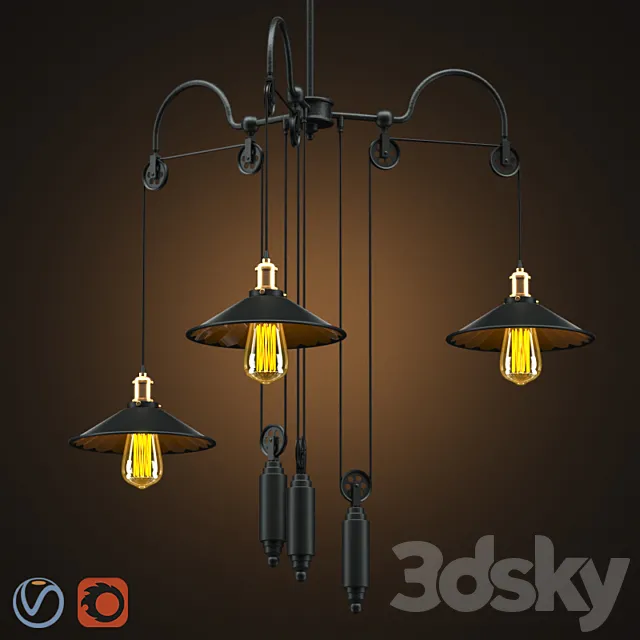 CHANDELIER _ LOFT CONE PENDANT REFLECTOR BALANCE 3 3ds Max