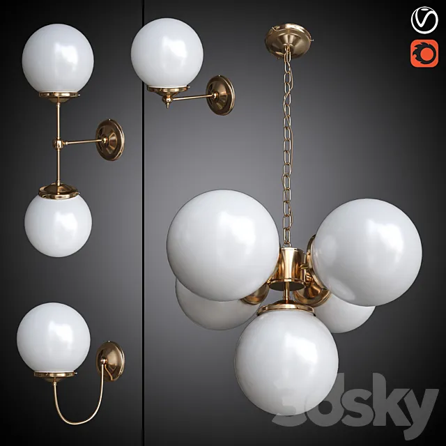 Chandelier and sconce set MULLAN 3DS Max Model