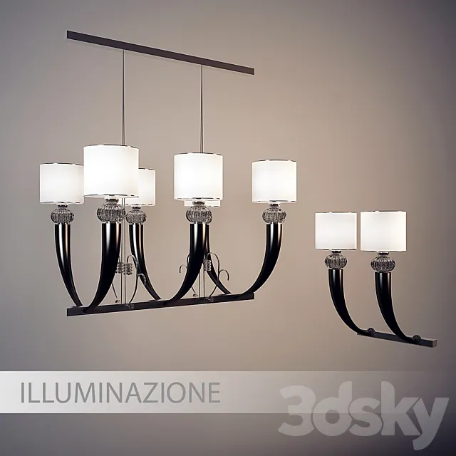 Chandelier and sconces ILLUMINAZIONE D’ARTE 3ds Max