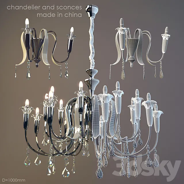 Chandelier and sconces. made in China. 3DSMax File
