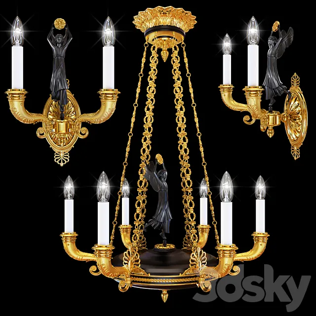 Chandelier Arizzi CL48 _ 6 + sconce Arizzi CL48 _ 2 _ AP 3DSMax File