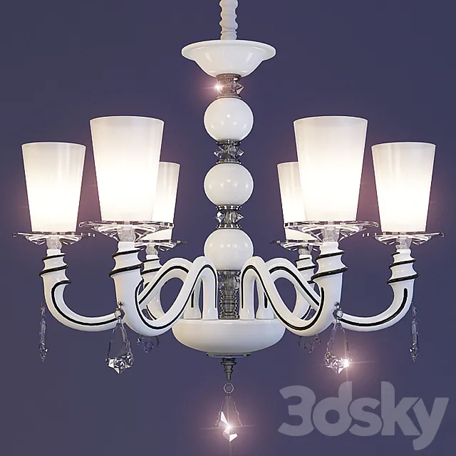 Chandelier Arte lamp A3006LM-6WH series ALBINA 3DS Max Model