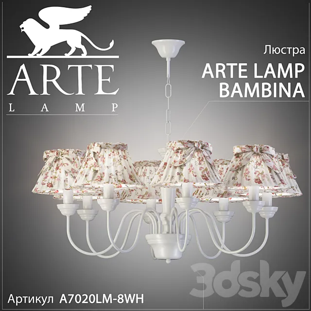 Chandelier Arte Lamp Bambina A7020LM-8WH 3DS Max Model