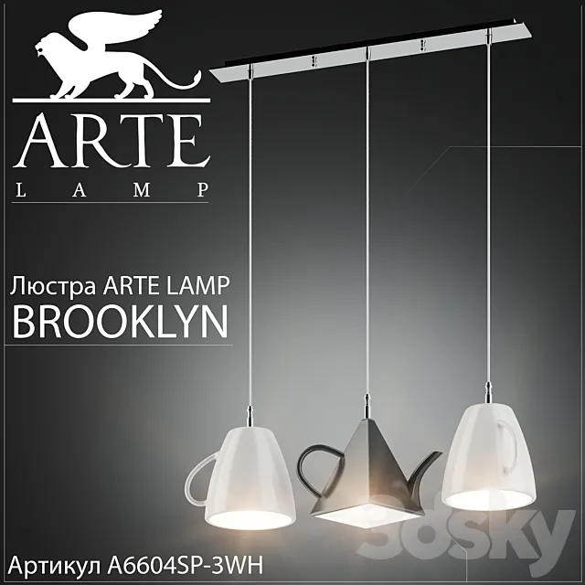 Chandelier Arte Lamp Brooklyn A6604SP-3WH 3DSMax File