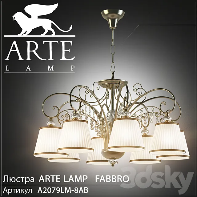 Chandelier Arte Lamp Fabbro A2079LM-8AB 3DS Max Model