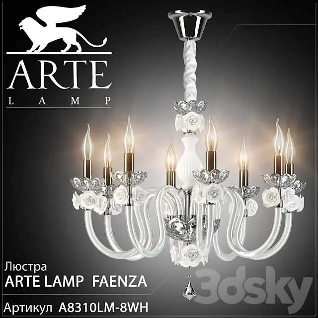 Chandelier Arte lamp Faenza A8310LM-8WH 3DS Max Model