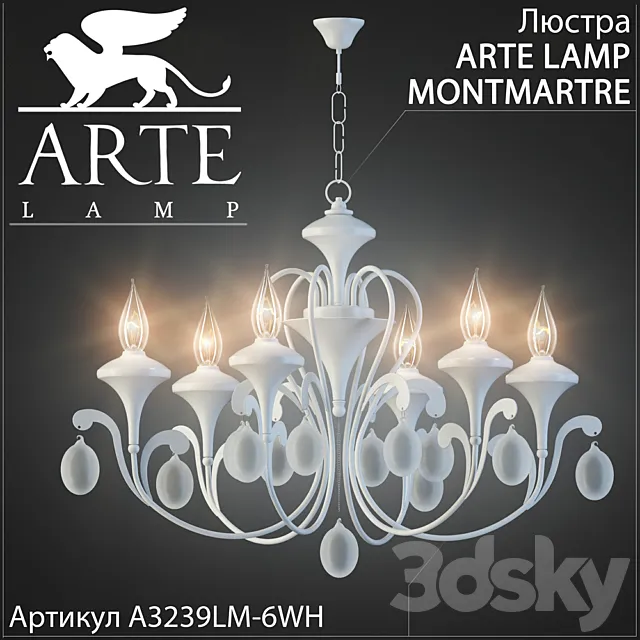 Chandelier Arte Lamp Montmartre A3239LM-6WH 3ds Max