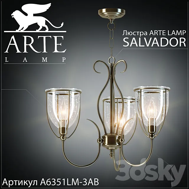 Chandelier Arte Lamp Salvador A6351LM-3AB 3DSMax File