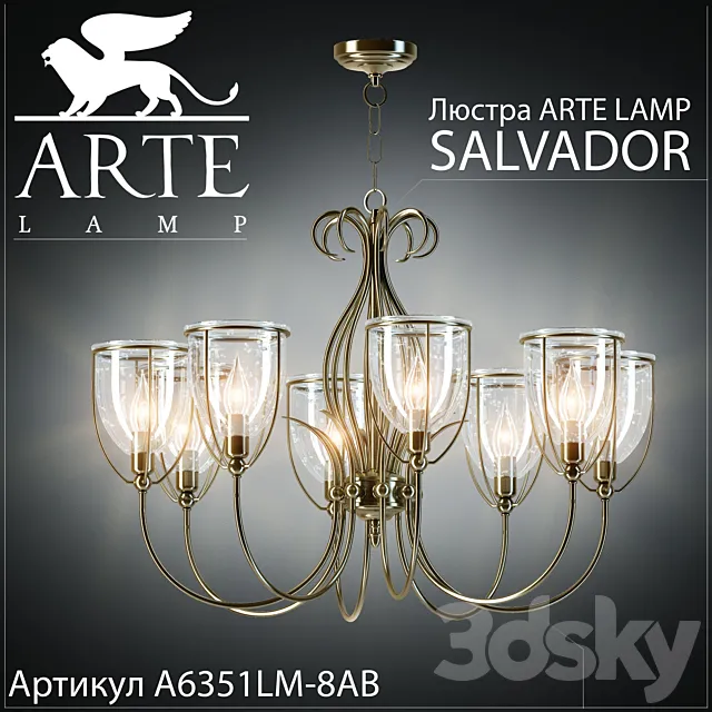 Chandelier Arte Lamp Salvador A6351LM-8AB 3DSMax File