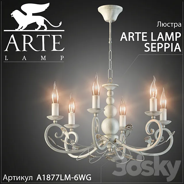 Chandelier Arte Lamp Seppia A1877LM-6WG 3DS Max Model