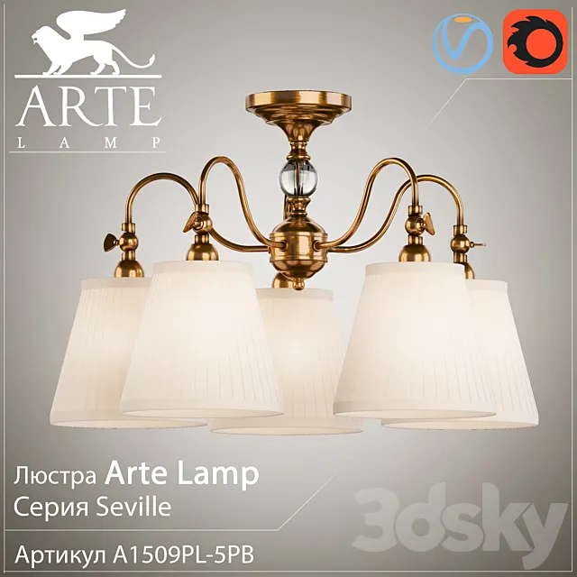 Chandelier Arte Lamp Seville A1509PL-5PB 3DSMax File