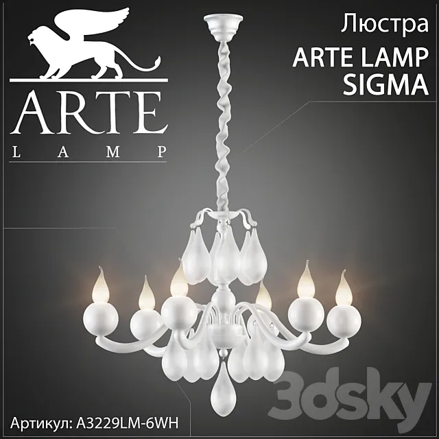Chandelier Arte Lamp Sigma A3229LM-6WH 3ds Max
