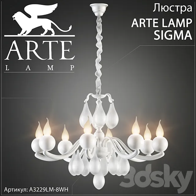 Chandelier Arte Lamp Sigma A3229LM-8WH 3ds Max