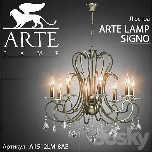 Chandelier Arte lamp Signo A1512LM-8AB 3DSMax File