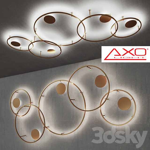 Chandelier AXO light a series of U-LIGHT model PLULX090 _ PLULX120 _ PLULX160 3DS Max Model