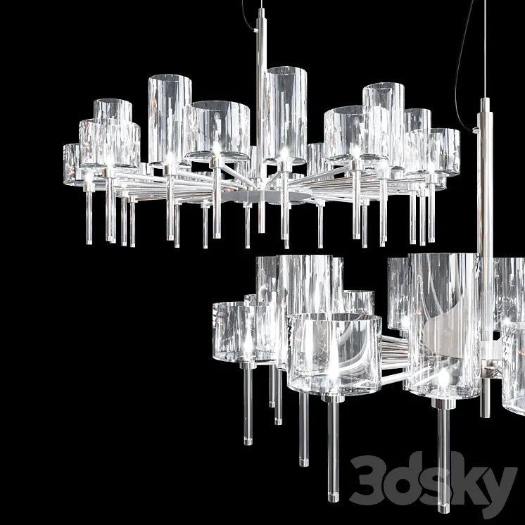 Chandelier AXO Light Spillray SP lamps 20 glass smoke 3DS Max