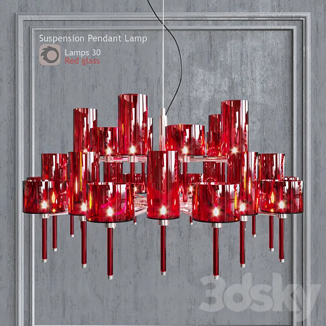 Chandelier AXO Light Spillray SP lamps 30 red glass 3DS Max Model