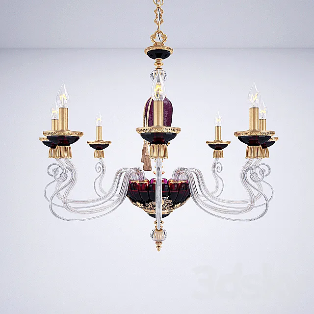 Chandelier BAROCCO L8 Violet – Gold 3DS Max Model