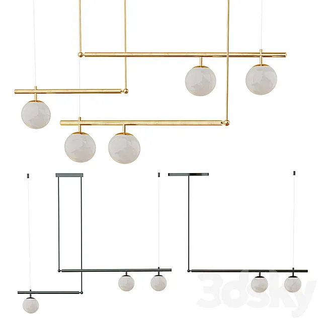Chandelier barra lampatron 3ds Max