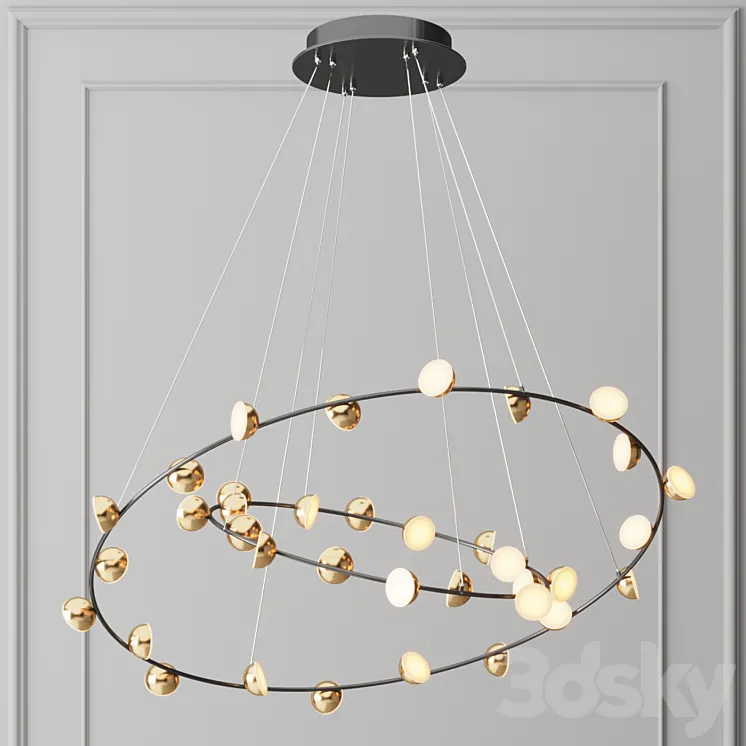 Chandelier Bloom Two Rings 3DS Max