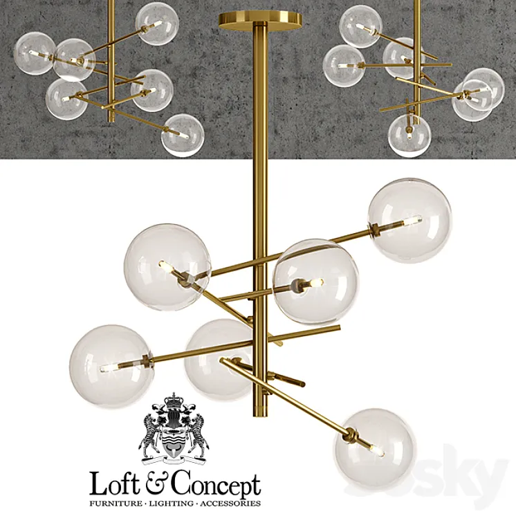 Chandelier Bolle hanging lamp Gallotti & radice 3DS Max