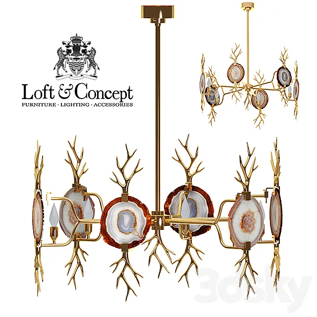 Chandelier Branch Agate Chandelier Brass emporium home 3DS Max Model