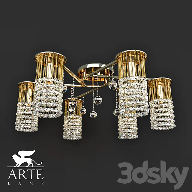 Chandelier Ceiling Arte Lamp A3028PL-6GO 3DS Max Model