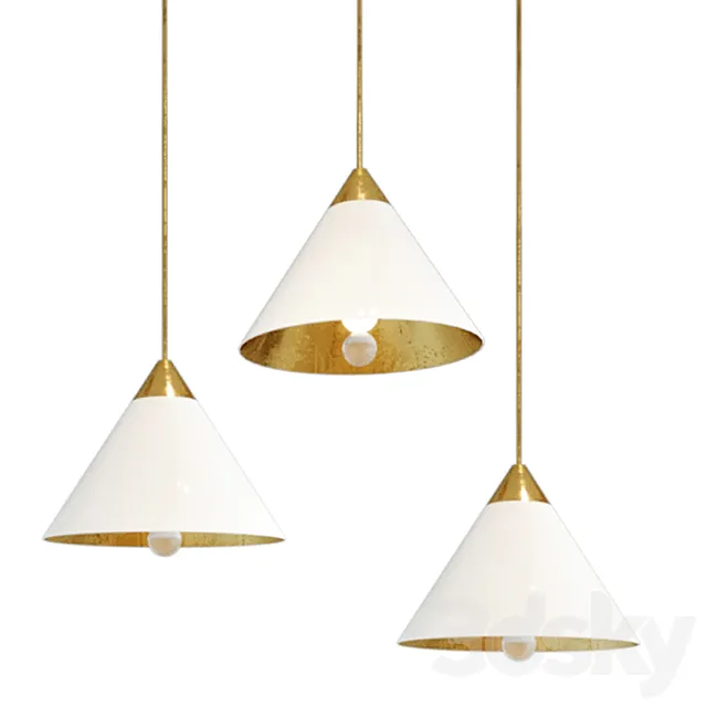 Chandelier cleo pendant brass & white designed by kelly wearstle 3ds Max