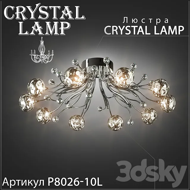 Chandelier Crystal lamp P8026-10L 3DS Max Model