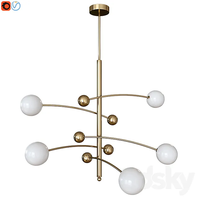Chandelier Delight Collection Globe Mobile 5 brass 3DSMax File