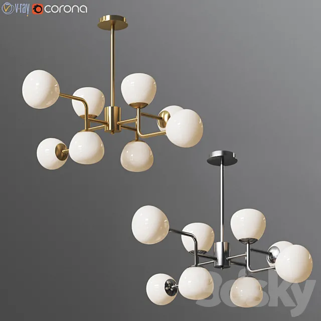 Chandelier Erich MOD221-PL-08-G Gold _ Chrome 3ds Max