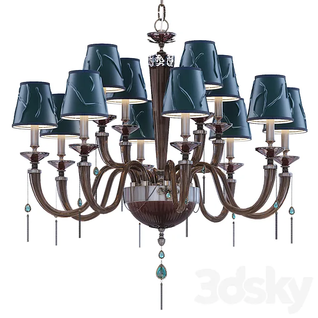 Chandelier Euroluce JULIENNE Fume shade L8 + 4 Green 3ds Max